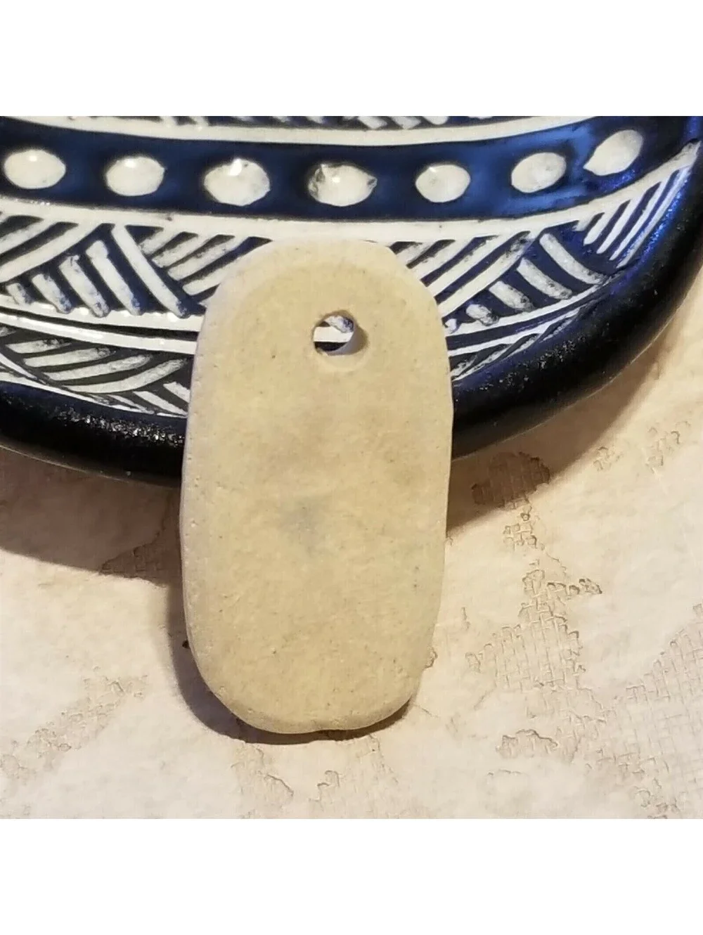 Cream Blue Green Yellow Red Partial Glaze 37x20mm Ceramic Peace Sign Pendant